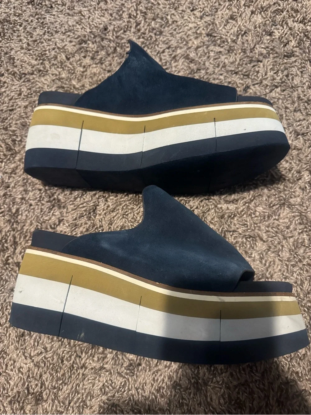 NakedFeet Flow In Navy Platform Sandals 8.5